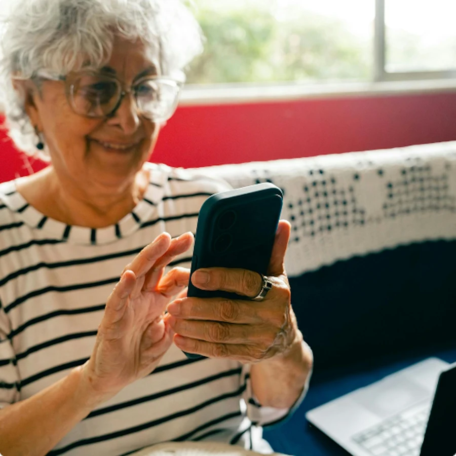 Older adult using a smartphone